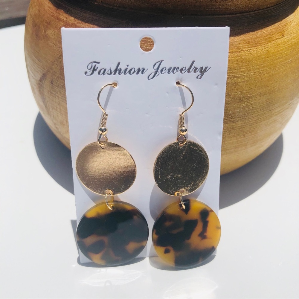 Gold & Tortoise Acrylic Earrings 2/$20
